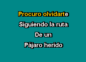 Procuro olvidarte
Siguiendo la ruta

De un

Pajaro herido