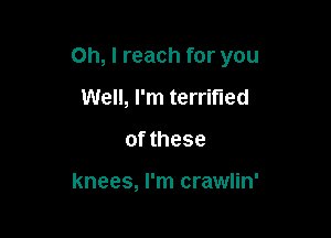 Oh, I reach for you

Well, I'm terrified
of these

knees, I'm crawlin'