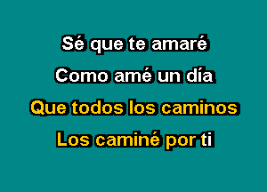 S(a que te amare'z

Como amie un dia
Que todos los caminos

Los camin63 por ti