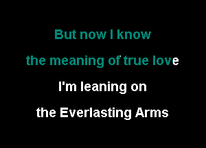 But now I know
the meaning of true love

I'm leaning on

the Everlasting Arms