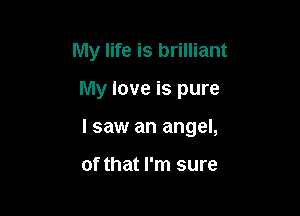 My life is brilliant

My love is pure

I saw an angel,

of that I'm sure