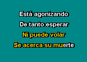 Esta agonizando

De tanto esperar

Ni puede volar

Se acerca su muerte