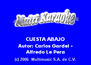 CUESTA ABAJO

Autorz Carlos Gurdel -
Alfredo Le Peru

(c) 2006 Mullimusic SA. de CV.