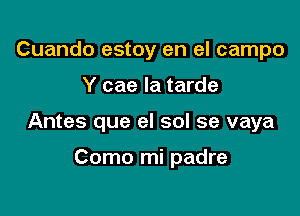 Cuando estoy en el campo

Y cae la tarde

Antes que el sol se vaya

Como mi padre