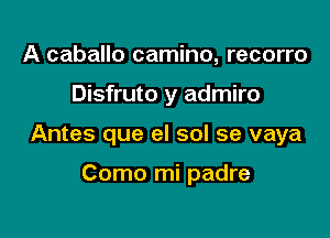 A caballo camino, recorro

Disfruto y admiro

Antes que el sol se vaya

Como mi padre