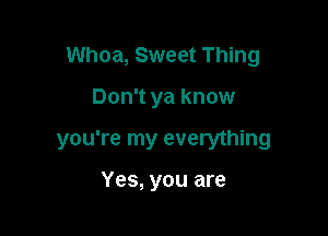 Whoa, Sweet Thing

Don't ya know

you're my everything

Yes, you are