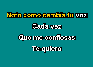 Noto como cambia tu voz
Cada vez

Que me conflesas

Te quiero