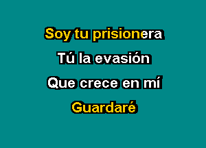 Soy tu prisionera

Tu la evasidn
Que crece en mi

Guardart'a