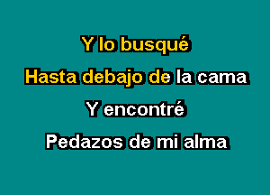 Y lo busquc'e

Hasta debajo de la cama
Y encontrt'e

Pedazos de mi alma