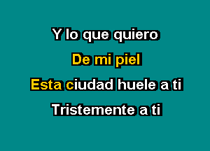 Y lo que quiero

De mi piel
Esta ciudad huele a ti

Tristemente a ti