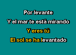 Por levante

Y el mar te estril mirando

Y eres t0

El sol se ha Ievantado