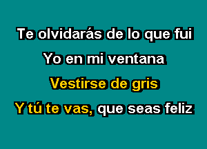 Te olvidaras de lo que fui
Yo en mi ventana

Vestirse de gris

Y to te vas, que seas feliz