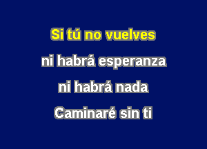 Si tu no vuelves

ni habra esperanza

ni habra nada

Caminart'a sin ti