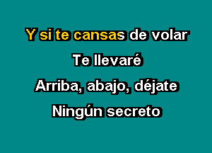 Y si te cansas de volar
Te llevarc'e

Arriba, abajo, d(ajate

Ningt'm secreto