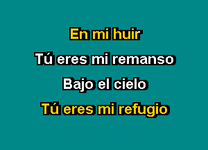 En mi huir
TL'J eres mi remanso

Bajo el cielo

Tu eres mi refugio