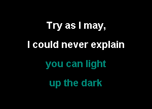 Try as I may,

I could never explain

you can light
up the dark