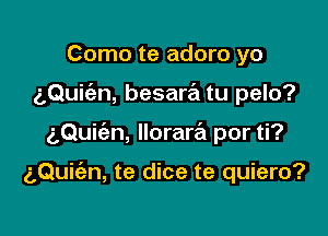 Como te adoro yo

5Qui n, besara tu pelo?

gQuic'an, lloraw por ti?

g,Qui(an, te dice te quiero?