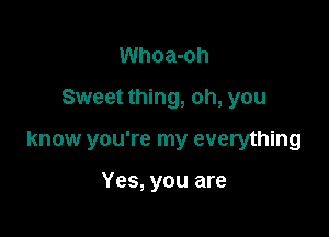 Whoa-oh
Sweet thing, oh, you

know you're my everything

Yes, you are