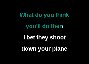 What do you think
you'll do then
I bet they shoot

down your plane