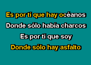 Es por ti que hay ocgzanos
Donde sdlo habia charcos
Es por ti que soy

Donde sdlo hay asfalto