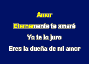 Amor

Eternamente te amart'a

Yo te lo juro

Eres la dueria de mi amor