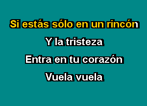 Si estas sdlo en un rincc'm

Y Ia tristeza

Entra en tu corazdn

Vuela vuela