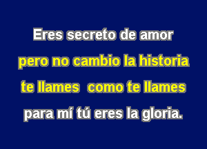 Eres secreto de amor
pero no cambio la historia
te llames como te llames

para mi tl'J eres la gloria.