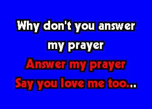 Why don't you answer

my prayer