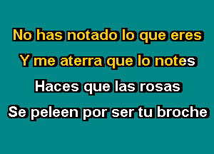 No has notado lo que eres
Y me aterra que lo notes
Haces que las rosas

Se peleen por ser tu broche