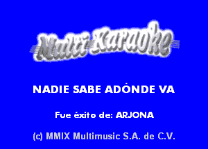 NADIE SABE ADONDE VA

Fuc t'zxito dcz ARJONA

(c) MMIX Mullimusic SA. de CV.