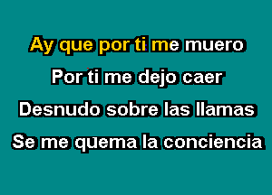 Ay que por ti me muero
Por ti me dejo caer
Desnudo sobre las llamas

Se me quema la conciencia