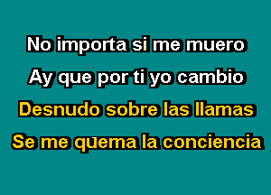 No importa si me muero
Ay que por ti yo cambio
Desnudo sobre las llamas

Se me quema la conciencia