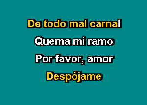 De todo mal carnal
Quema mi ramo

Por favor, amor

Despdjame