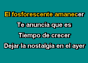 El fosforescente amanecer
Te anuncia que es
Tiempo de crecer

Dejar la nostalgia en el ayer