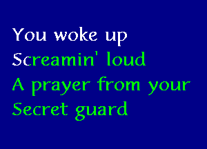 You woke up
Screamin' loud

A prayer from your
Secret guard