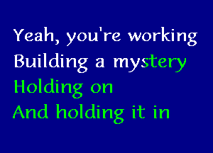 Yeah, you're working
Building a mystery

Holding on
And holding it in