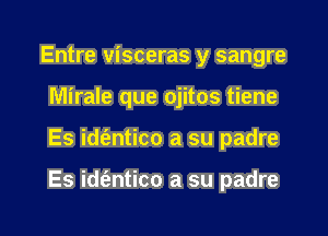 Entre visceras y sangre
Mirale que ojitos tiene
Es idt'antico a su padre

Es idt'antico a su padre