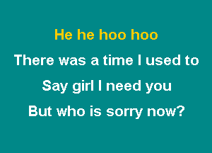 He he hoo hoo
There was a time I used to

Say girl I need you

But who is sorry now?