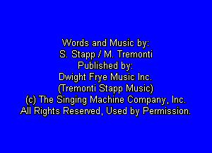 Words and Music by
S. Stapp l M. Tremonti
Published byi

Dwnghl Frye Music Inc
(Tremontl Stapp Music)
(c) The Smgmg Machine Company, Inc.
All Rights Reserved, Used by Permission,