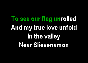 To see our flag unrolled
And my true love unfold

In the valley
Near Slievenamon