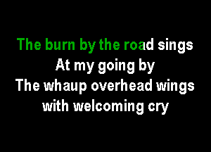 The burn by the road sings
At my going by

The whaup overhead wings
with welcoming cry