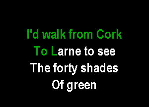 I'd walk from Cork
To Larne to see

The forty shades
Ofgreen