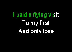 I paid a flying visit
To my first

And only love