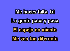 Me haces falta to

La gente pasa y pasa

El espejo no miente

Me veo tan diferente