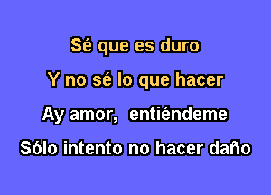 St'e que es duro

Y no sia lo que hacer

Ay amor, entit'andeme

S(JIo intento no hacer dario