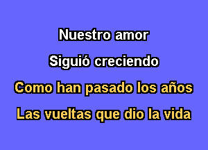 Nuestro amor

Siguib creciendo

Como han pasado los arias

Las vueltas que dio la vida