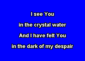 I see You
in the crystal water

And I have felt You

in the dark of my despair