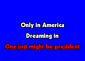 Only in America

Dreaming in