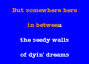 But somewhere here
in between
the seedy walls

of dyin' dreams
