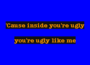 'Cause inside you're ugly

you're ugly like me